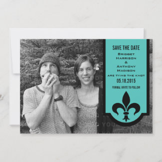 Banner de Aqua Fleur De Lis Guardar la invitación