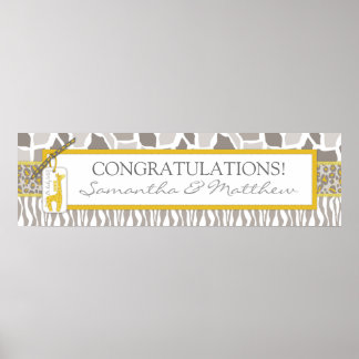 Banner de Baby Shower de impresión de animales y j
