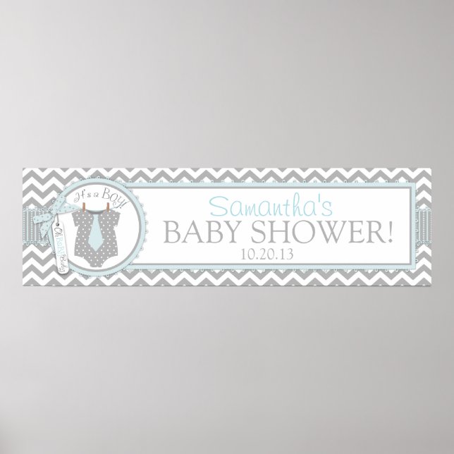 Banner de Baby Shower de impresión de Baby Boy Tie (Frente)