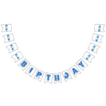 Banner de bandera azul de cumpleaños