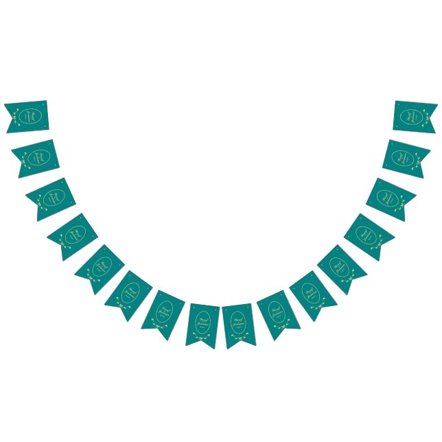 Banner de Banderas de Bunting Boda Rosa verde azul (Todo)