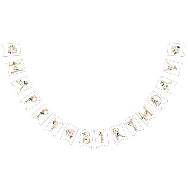 Banner de la bandera Floral Happy Birthday Bunting (Todo)