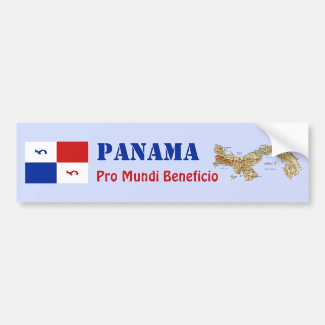 Banner de Panamá + Pegatina de parachoques de mapa (Frente)