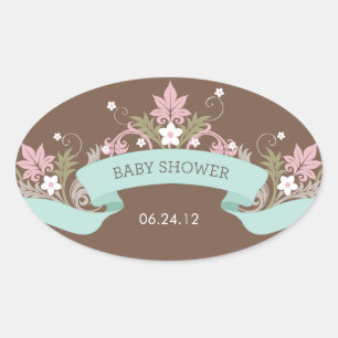 Banner floral Aqua Baby Shower Pegatina