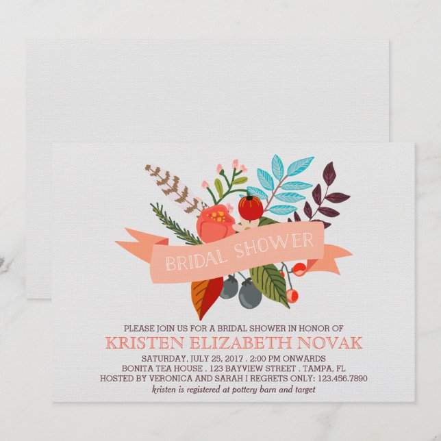 Banner floral Invitación a ducha de novia (Anverso / Reverso)