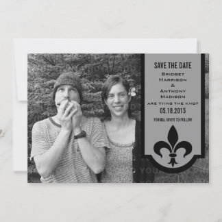 Banner Gray Fleur De Lis Guardar la invitación de