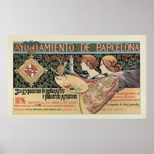 Banner horizontal de arte antiguo de Barcelona (Frente)