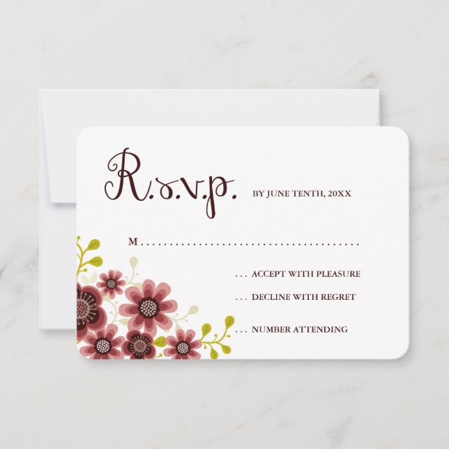 Banner romántico floral en bodas RSVP (Anverso)