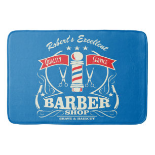 Baño Azul Alfombrilla de auto de trabajo estilo Barber 