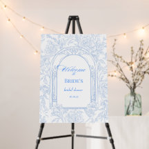 Baño azul Floral Bienvenida Boda Rótulo