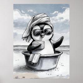 Baño blanco y negro, arte divertido, moderno, pare