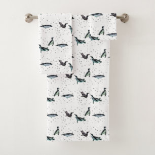 Baño con toallas de pingüinos burbujeantes (eleg