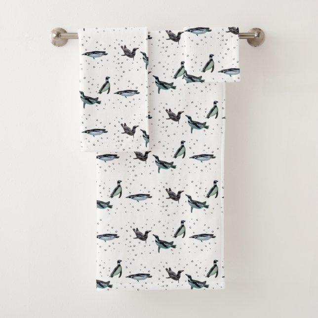 Baño con toallas de pingüinos burbujeantes (elegir (In situ)
