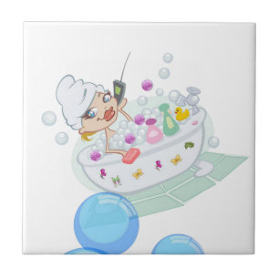 Baño de burbujas de azulejo cerámico femenino