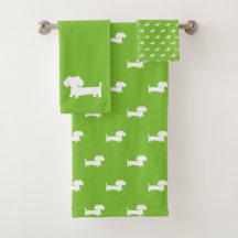 Baño de Dachshund verde brillante conjunto de toal