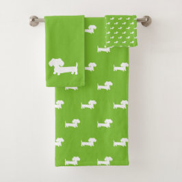 Baño de Dachshund verde brillante conjunto de toal
