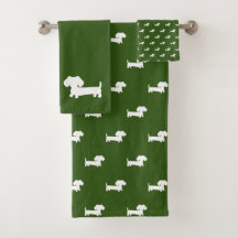 Baño de Dachshund verde forestal conjunto de toall