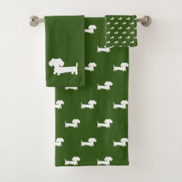 Baño de Dachshund verde forestal conjunto de toall