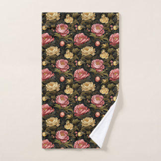 Baño de invitados con estampado floral de peonía v