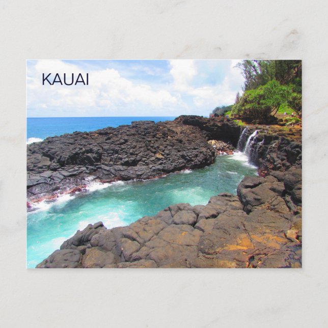 Baño de la Reina, Kauai, postal de Hawái (Anverso)