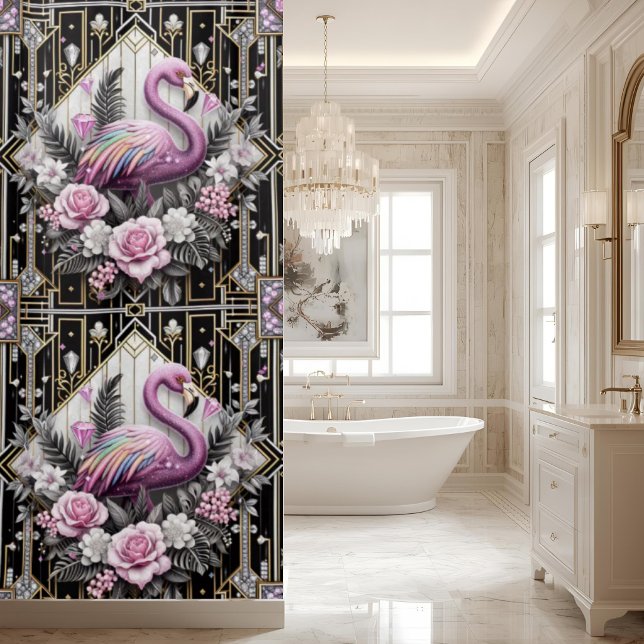 Baño de Lujo | Cortina de Ducha de Flamenco Art Dé (Subido por el creador)