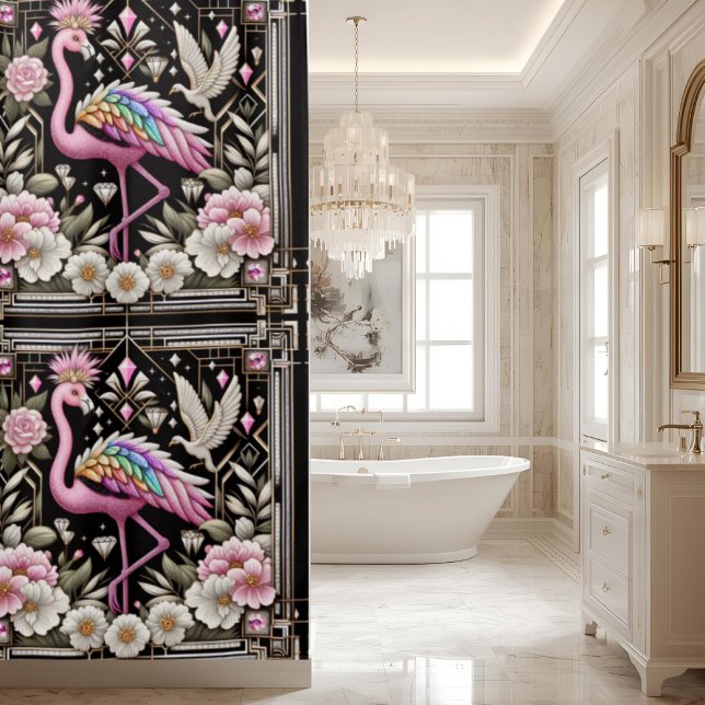 Baño de Lujo | Cortina de Ducha de Flamenco Art Dé (Subido por el creador)