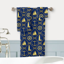 Baño Decoración Náutica Navía de Oro Anclaje Azul