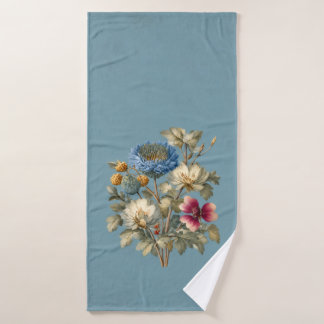 Baño floral azul y rosa vintage