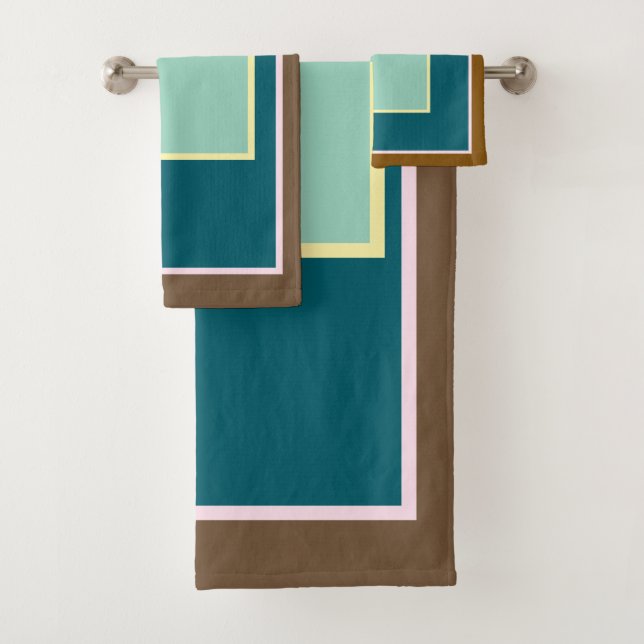 Baño verde azulado con estampado en bloques de col (In situ)