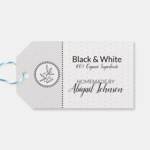 Baño y etiqueta de cuerpo caseros en blanco y negr