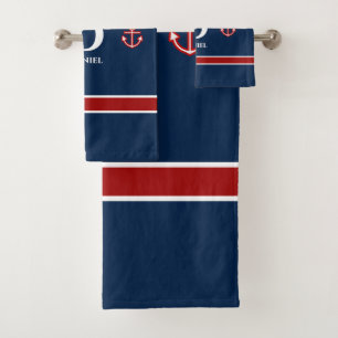 Banquero clásico, franjas azul rojo y náutico