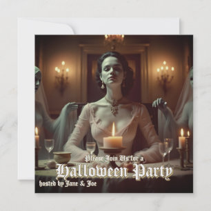 Banquete gótico de Halloween a la luz de las velas