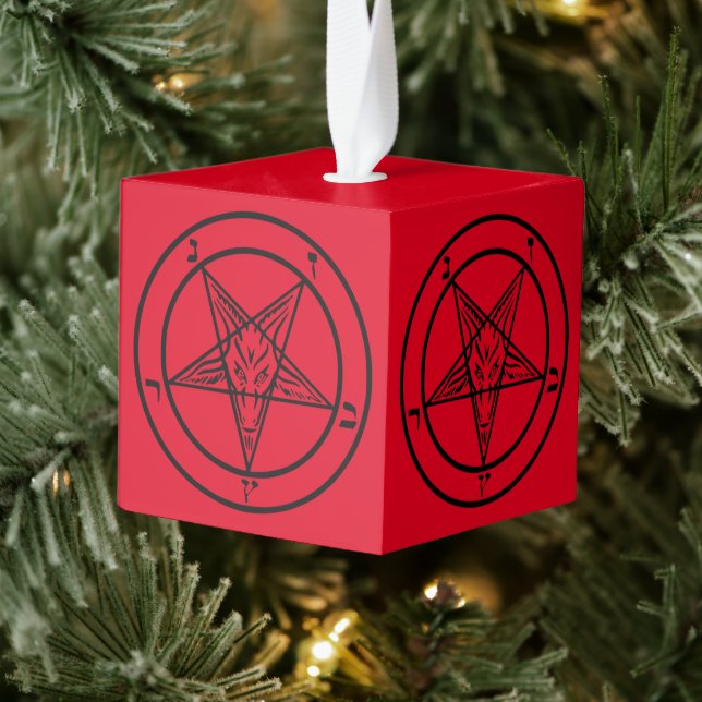 Baphomet Pentagram Ornamento de cubo satánico (Árbol)