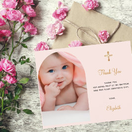 Baptism arch foto rosa de rubor, tarjeta de agrade