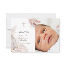 Baptism boho acuarela rosas gracias tarjeta