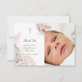 Baptism boho acuarela rosas gracias tarjeta