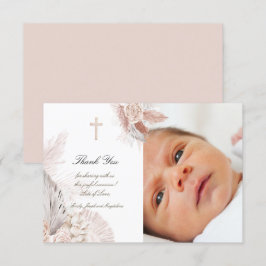 Baptism boho acuarela rosas gracias tarjeta