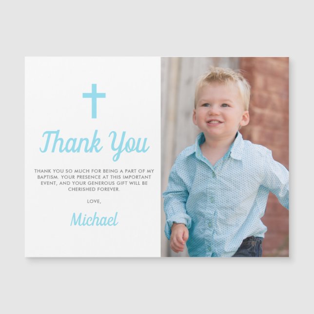 Baptism Christening Photo Magnet Gracias Tarjeta (Anverso)