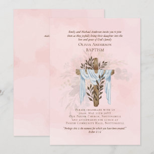 BAPTISM clásico elegante invita a rosa Rubor