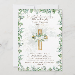 BAPTISM clásico elegante invita al oro de las rosa