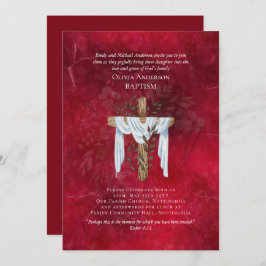 BAPTISM clásico elegante invita al rojo de la ruby