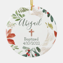 Baptism Faith Date Navidades Ornamento floral 