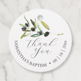 Baptism Favorece Etiquetas Watercolor Olive Branch