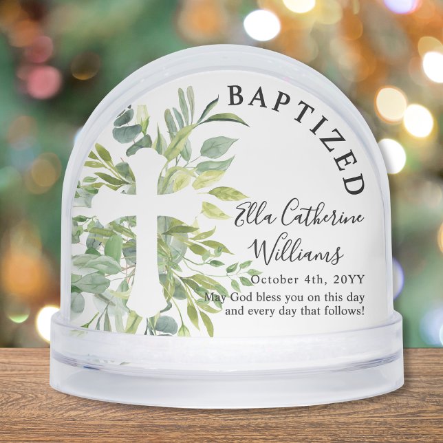 Baptism Greenery Floral Botanical Cross Custom (Subido por el creador)