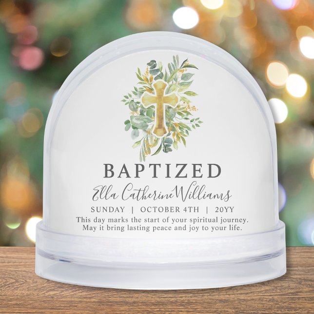 Baptism Greenery Floral Gold Cross Custom  (Subido por el creador)