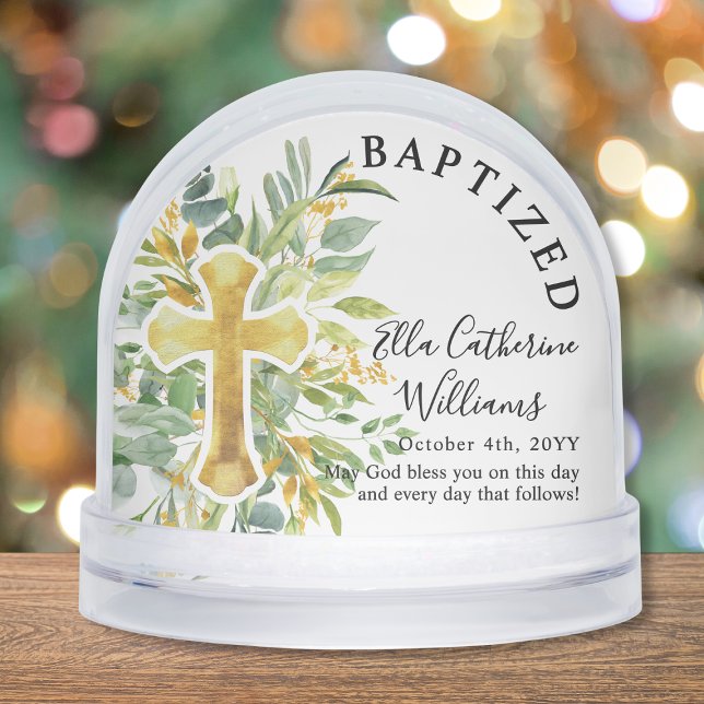 Baptism Greenery Floral Gold Cross Custom (Subido por el creador)