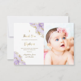 Baptism lavender tinta tarjeta de agradecimiento