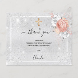 Baptism plata rosa foto oro tarjeta de agradecimie