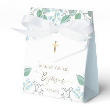 Baptismo acuarela pequeña caja de favores flores a