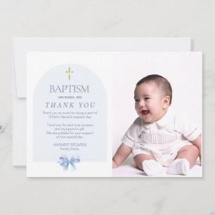 Baptismo azul - Tarjeta de agradecimiento para chi